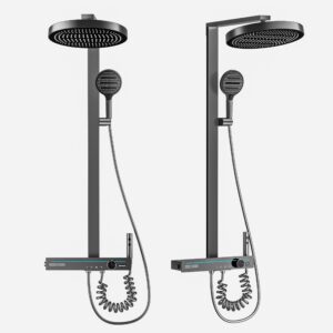 Premium Smart Thermostatic Rainfall Shower System – Matte Black Wholesale product image for B2B shower system sourcing