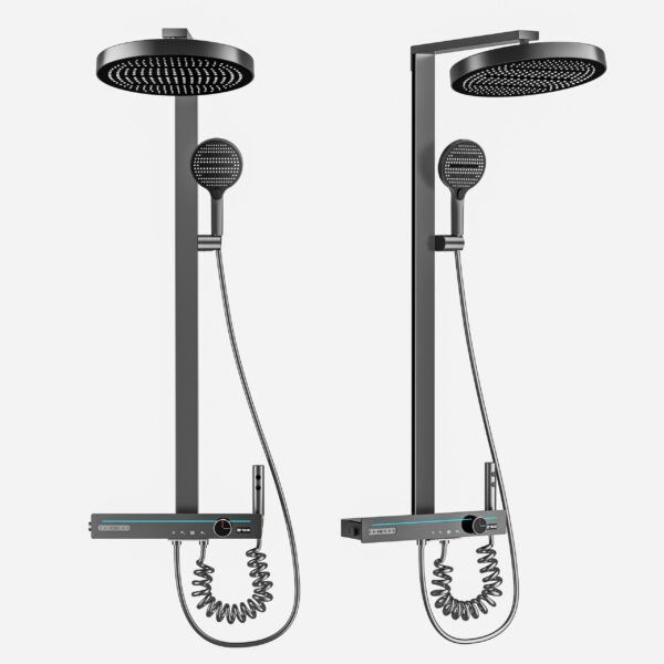 Smart Thermostatic Rainfall Shower System with LED Temperature Display Digital Shower Set with Handheld Spray