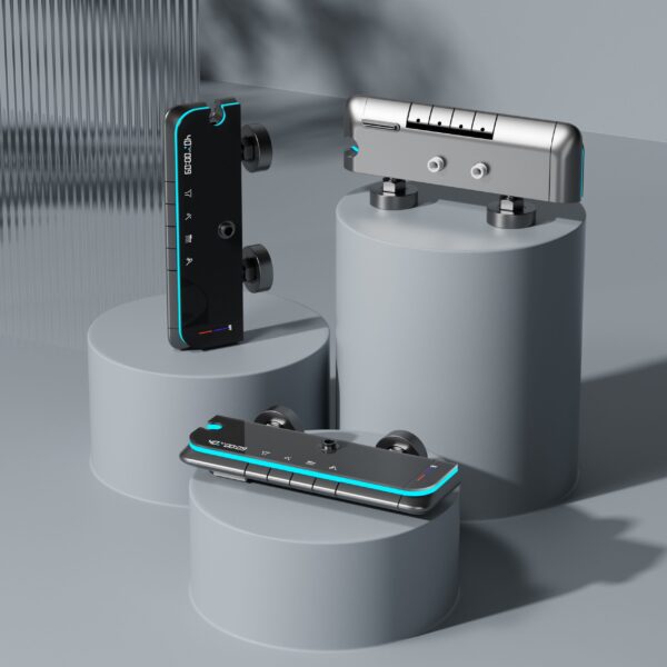 Aluminum Alloy LED Digital Rainfall Shower System with Waterfall Outlet & Handheld Shower