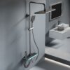Aluminum Alloy LED Digital Rainfall Shower System with Waterfall Outlet & Handheld Shower
