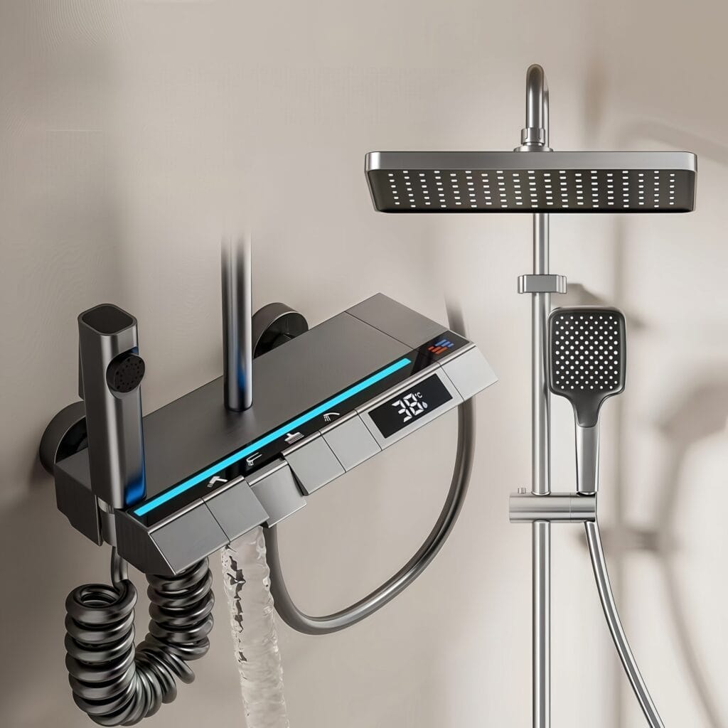 Wholesale LED Thermostatic Rainfall Shower System with Bidet & Handhel