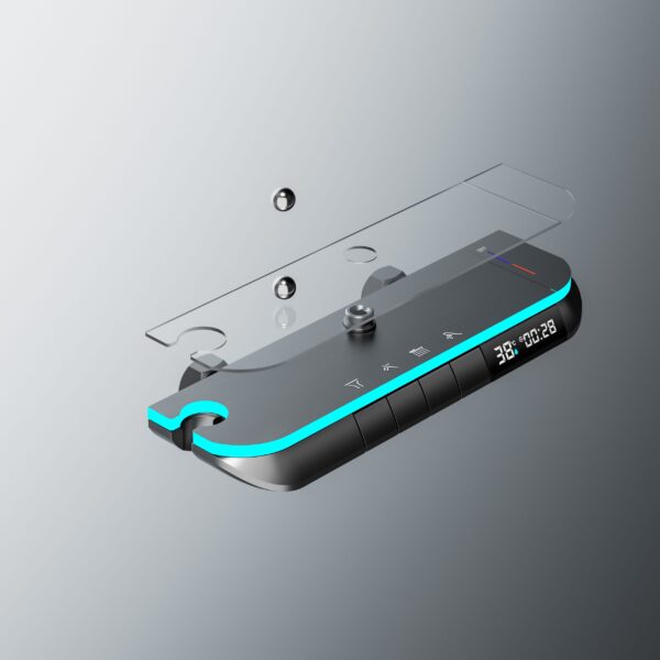 LED Digital Waterfall Rainfall Shower System with Shelf & Handheld Shower – Gun Grey / White