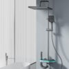 LED Digital Waterfall Rainfall Shower System with Shelf & Handheld Shower – Gun Grey / White