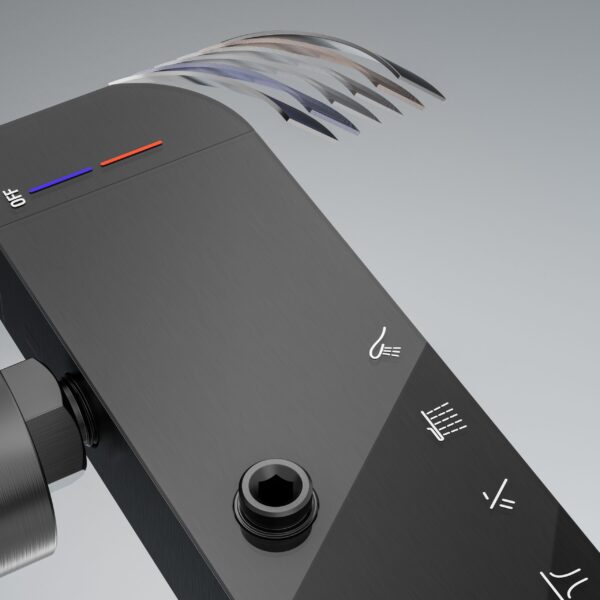 LED Digital Waterfall Rainfall Shower System with Shelf & Handheld Shower – Gun Grey / White