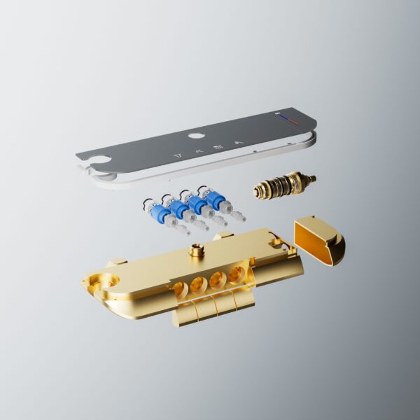 LED Digital Waterfall Rain Shower System with Handheld Shower & Shelf – Gun Grey / White / Cream White