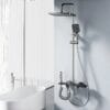 Aluminum Alloy Rainfall Shower System with Handheld Shower & Stainless Steel Rail
