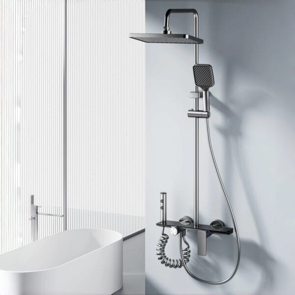 Aluminum Alloy Rainfall Shower System with Handheld Shower & Stainless Steel Rail