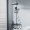 Smart Thermostatic LED Shower System with Digital Temperature Display Rainfall Shower Set with Handheld Spray