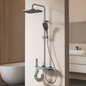 Hydropower Digital Display Shower System – Rainfall Shower Set with LED Temperature Screen product image for B2B.