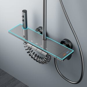 Naivaro Wholesale Modern ABS Rainfall Shower System with Shelf | B2B product image for B2B shower system sourcing