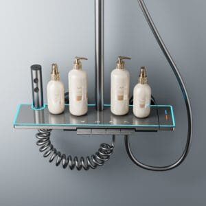 Naivaro Wholesale Modern ABS Rainfall Shower System with Shelf | B2B product image for B2B shower system sourcing