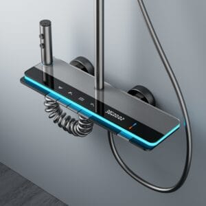 Hydropower LED Digital Display Rainfall Shower System with Handheld Shower – Aluminum Alloy Bathroom Shower Set.