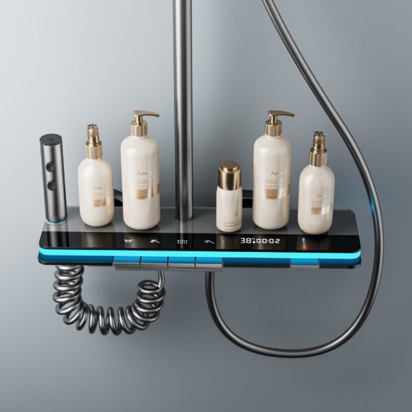 Hydropower LED Digital Display Rainfall Shower System with Handheld Shower – Aluminum Alloy Bathroom Shower Set