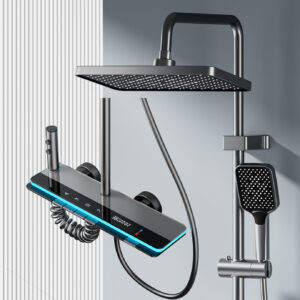 Hydropower LED Digital Display Rainfall Shower System with Handheld Shower – Aluminum Alloy Bathroom Shower Set