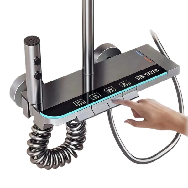 Smart Thermostatic Shower System with Digital Temperature Display – LED Rainfall Shower Set with Handheld Spray