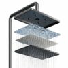 Aluminum Alloy LED Digital Rainfall Shower System with Waterfall Outlet & Handheld Shower