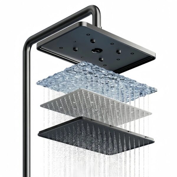 Aluminum Alloy LED Digital Rainfall Shower System with Waterfall Outlet & Handheld Shower