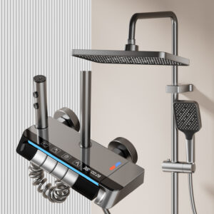 Hydropower LED Digital Display Shower System with Rainfall Head & Handheld Shower – Aluminum Alloy Bathroom Set