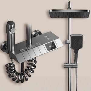 Digital Temperature Display Thermostatic Shower System Rainfall Shower Set with Handheld Spray and Bidet Sprayer