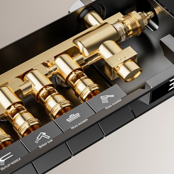 Digital Display Rainfall Shower System with Handheld Shower & Spray Gun – Modern ABS Bathroom Shower Set