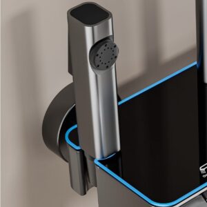 Digital Display Rainfall Shower System with Handheld Shower & Spray Gun – Modern ABS Bathroom Shower Set product.