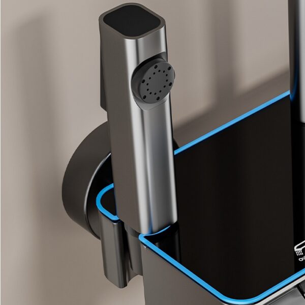 Digital Display Rainfall Shower System with Handheld Shower & Spray Gun – Modern ABS Bathroom Shower Set