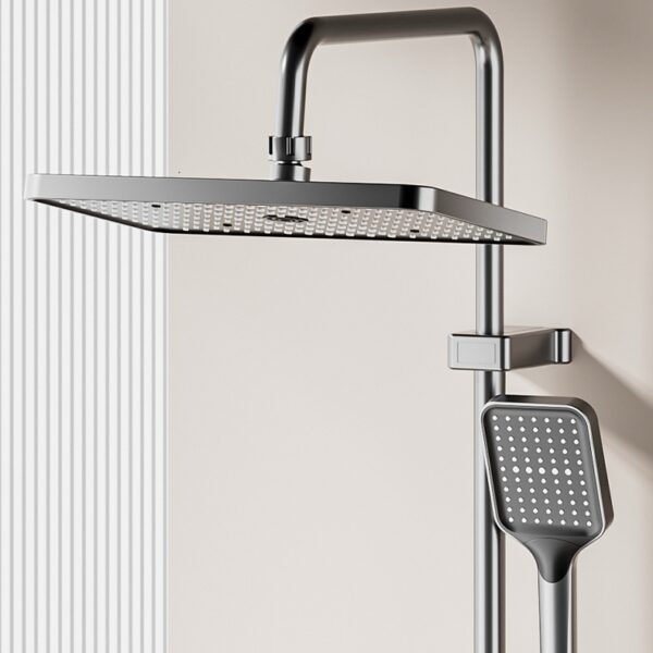 Digital Display Rainfall Shower System with Handheld Shower & Spray Gun – Modern ABS Bathroom Shower Set