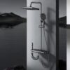 Rainfall Shower System with Storage Shelf and Handheld Shower
