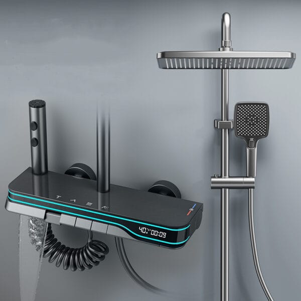 Smart Digital Thermostatic Shower System with Rainfall & Waterfall Spout
