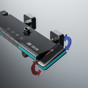 Luxury Gun Grey Smart Thermostatic Shower System with LED Display product image for B2B shower system sourcing