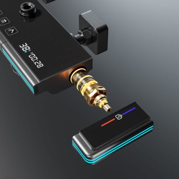 Luxury Gun Grey Smart Thermostatic Shower System with LED Display