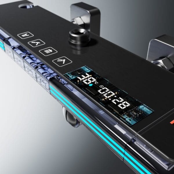 Luxury Gun Grey Smart Thermostatic Shower System with LED Display