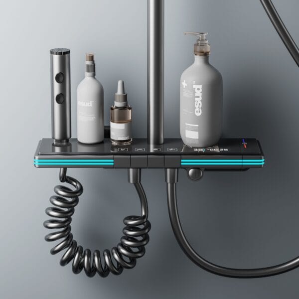 Luxury Gun Grey Smart Thermostatic Shower System with LED Display