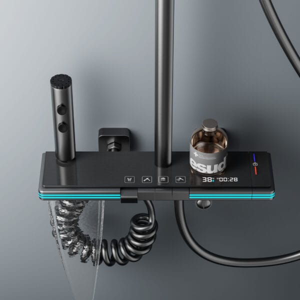 Luxury Gun Grey Smart Thermostatic Shower System with LED Display