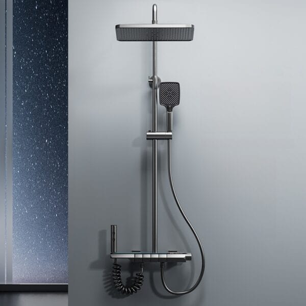 Gun Grey Smart Thermostatic Shower System with Digital Display