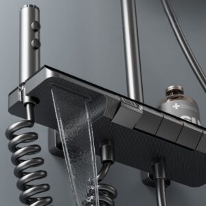 Gun Grey Smart Thermostatic Shower System Digital Display | Wholesale product image for B2B shower system sourcing