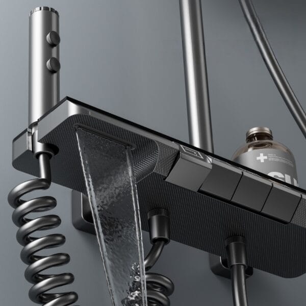Gun Grey Smart Thermostatic Shower System with Digital Display