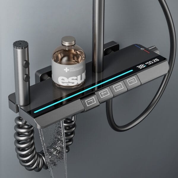 Gun Grey Smart Thermostatic Shower System with Digital Display