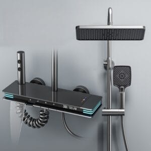 Modern Gun Grey Smart Thermostatic Shower System with LED Digital Display