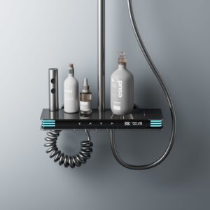 Modern Gun Grey Smart Thermostatic LED Shower System | Wholesale product image for B2B shower system sourcing