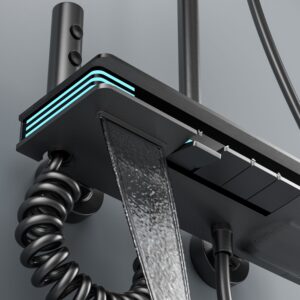 Modern Gun Grey Smart Thermostatic LED Shower System | Wholesale product image for B2B shower system sourcing