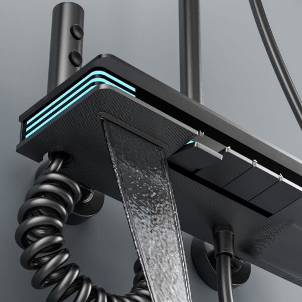 Modern Gun Grey Smart Thermostatic Shower System with LED Digital Display
