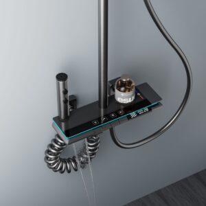 Smart Digital Thermostatic Shower System Gun Grey | Wholesale B2B product image for B2B shower system sourcing