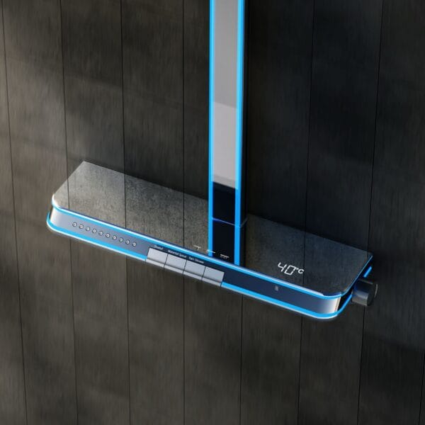 Gun Grey Digital LED Shower System with Rainfall & Waterfall