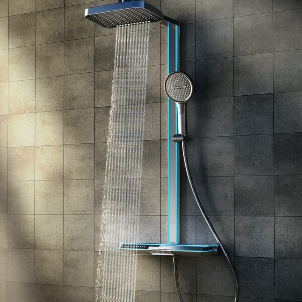 Gun Grey Digital LED Shower System with Rainfall & Waterfall