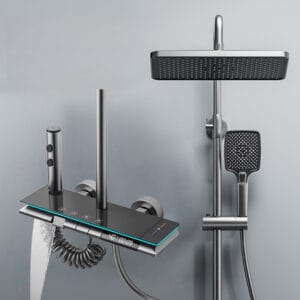 Premium Digital Thermostatic Shower System with LED & Rainfall