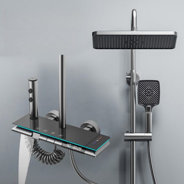 Premium Digital Thermostatic Shower System with LED & Rainfall
