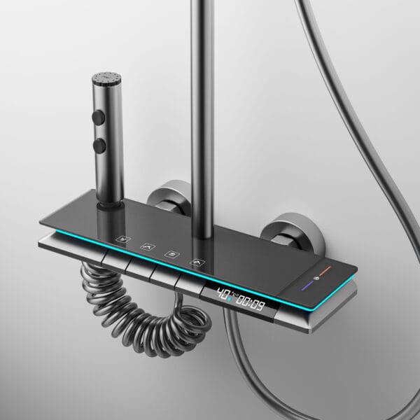 Premium Digital Thermostatic Shower System with LED & Rainfall