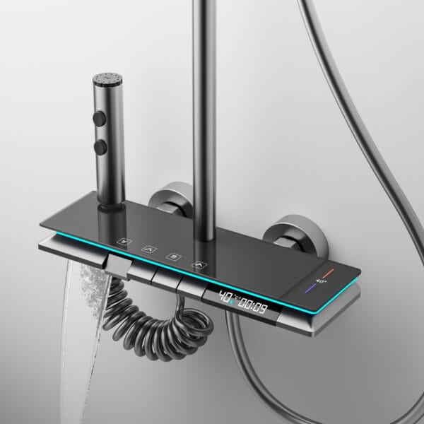 Premium Digital Thermostatic Shower System with LED & Rainfall