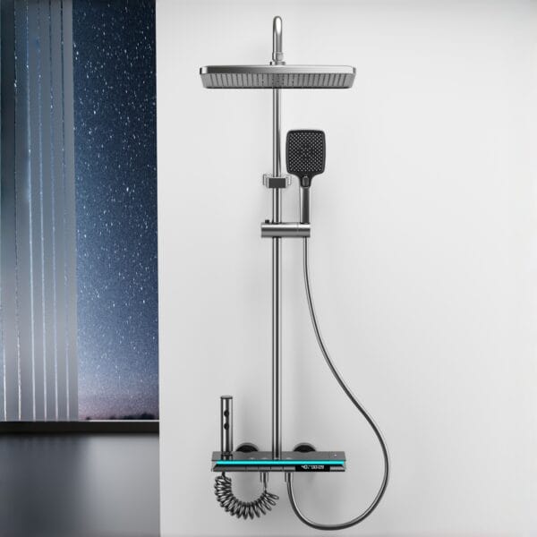Premium Digital Thermostatic Shower System with LED & Rainfall